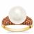 South Sea Cultured Pearl Ring with Pink Tourmaline in 9K Gold (11mm)
