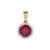 Malagasy Ruby Pendant with White Zircon in 9K Gold 2cts