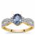Ceylon Blue Sapphire Ring with White Zircon in 9K Gold 1.20cts