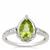 Jilin Peridot Ring with White Zircon in Sterling Silver 1.45cts