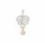 Naturally White Cultured Pearl & Ratanakiri White Zircon Sterling Silver Angel Wing Pendant (6 MM)