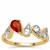 Songea Red Sapphire Ring with White Zircon in 9K Gold 1.10cts