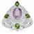Rose De France Amethyst, Chrome Diopside Ring with White Zircon in Sterling Silver 1.95cts