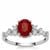 Burmese Ruby Ring with White Zircon in Sterling Silver 1.85cts