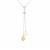 Golden, White South Sea Cultured Pearl Slider Necklace with White Zircon in Sterling Silver (9MM)