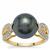 Tahitian Cultured Pearl,Pink Morganite Ring with White Zircon in 9K Gold  (12mm)