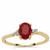 Burmese Ruby Ring with White Zircon in 9K Gold 1cts