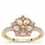 Imperial Pink Topaz Ring with White Zircon in 9K Gold 1ct