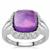 Zambian Amethyst Ring with White Zircon in Sterling Silver 5.45cts