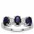 Thai Sapphire Ring with White Zircon in Sterling Silver 1.80cts