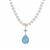 Freshwater Cultured Pearl Necklace with Aquamarine in Gold Tone Sterling Silver