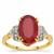 Malagasy Ruby Ring with White Zircon in 9K Gold 6.10cts (F)
