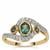 Australian Teal Sapphire Ring with White Zircon in 9K Gold 1cts