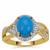 Ceruleite Ring with White Zircon in Gold Plated Sterling Silver 2.15cts