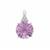 Honeycomb Cut Rose De France Amethyst Pendant with White Zircon in Sterling Silver 5.85cts