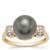 Tahitian Cultured Pearl Ring with White Zircon in 9K Gold (10 MM)