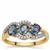 Ceylon Blue Sapphire Ring with White Zircon in 9K Gold 1.35cts