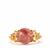 Strawberry Quartz Ring with White Topaz in Gold Tone Sterling Silver 4.14cts