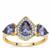 AA Tanzanite Ring with White Zircon in 9K Gold 2.20cts