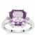 Rose De France Amethyst Ring with White Zircon in Sterling Silver 4.20cts
