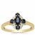 Natural Royal Blue Sapphire Ring with White Zircon in 9K Gold 1cts