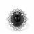 Star Garnet Ring with White Zircon in Sterling Silver 10.66cts