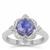 Rose Cut Sapphire Ring with White Zircon in Sterling Silver 2.44cts