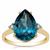 London Blue Topaz Ring with White Zircon in 9K Gold 6.25cts