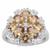 Golden Tanzanian Scapolite Ring with White Zircon in Sterling Silver 2.86cts