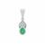 Zambian Emerald Pendant with White Zircon in Platinum Plated Sterling Silver 0.40ct