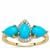Sleeping Beauty Turquoise Ring with White Zircon in 9K Gold 2cts