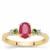 'The Royal Ruby' set with Tsavorite Garnet & White Zircon 9K Gold Ring ATGW 1cts