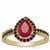 Bemainty Ruby Ring with Black Spinel in Gold Plated Sterling Silver 1.80cts