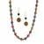 Multi-Colour Tiger's Eye Set of Necklace and Earringst in Gold Flash Sterling Silver 353cts