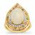 Ethiopian Opal, Multi-Colour Sapphire Ring with White Zircon in 9K Gold 5.05cts