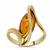 Baltic Cognac Amber Ring  in Gold Tone Sterling Silver (17 x 7.50mm)