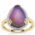 Purple Moonstone Ring with White Zircon in 9K Gold 6cts