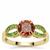 Umba Valley Red Zircon Ring with Tsavorite Garnet in 9K Gold 2.10cts