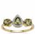 Green Dragon Demantoid Garnet Ring with White Zircon in 9K Gold 1.25cts