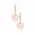 Strawberry Quartz Earrings with White Zircon in Gold Tone Sterling Silver 12.05cts