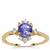AA Tanzanite Ring with White Zircon in 9K Gold 1cts