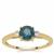 AAA Teal Kyanite Ring with White Zircon in 9K Gold 1cts