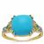 Sleeping Beauty Turquoise, Blue Green Tourmaline Ring with White Zircon in 9K Gold 4cts