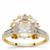 Wobito Snowflake Cut Itinga Petalite Ring with White Zircon in 9K Gold 4cts
