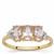 Imperial Pink Topaz Ring with White Zircon in 9K Gold 1.40cts
