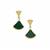 Malachite Earrings with White Zircon in Gold Plated Sterling Silver 2.80cts