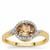 Oregon Sunstone Ring with White Zircon in 9K Gold 1.35cts