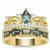 Marambaia London Blue Topaz Regency Ring with White Zircon in Gold Plated Sterling Silver 1.55cts