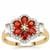 Songea Red Sapphire Ring with White Zircon in 9K Gold 1.80cts