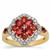Burmese Red Spinel Ring with White Zircon in 9K Gold 1.45cts